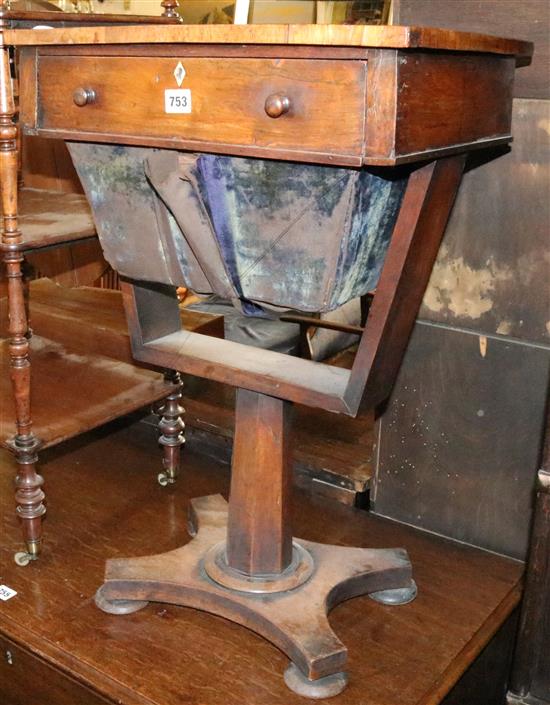 Victorian mahogany sewing table with games top